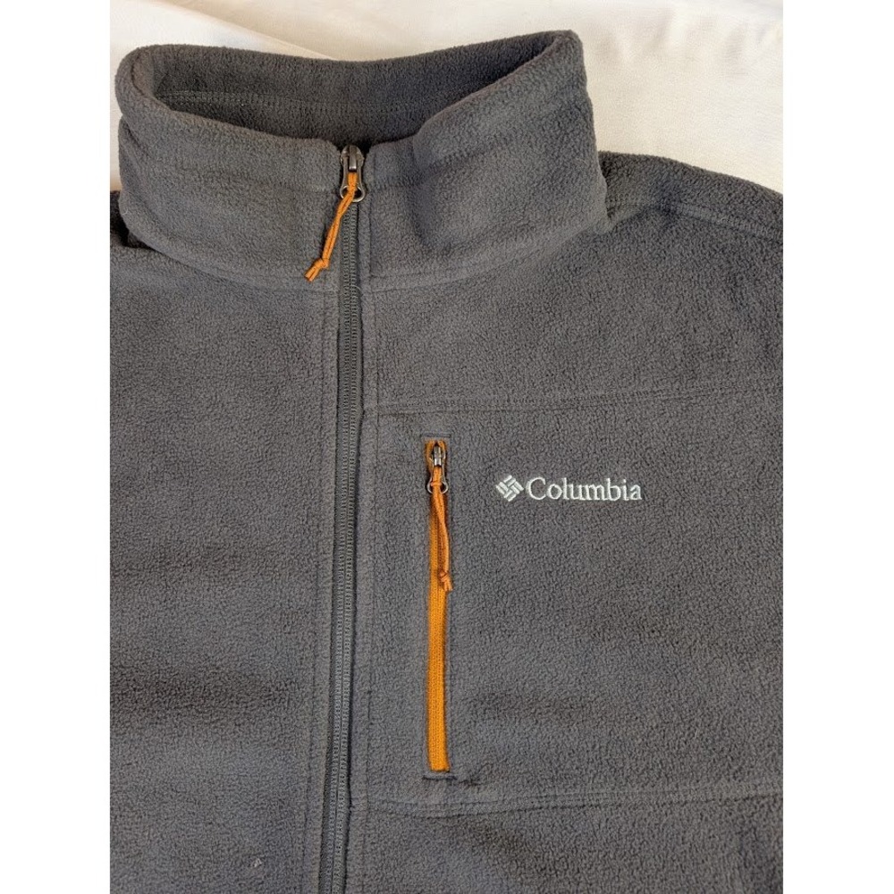 Columbia Fleece Jacket Men's L Gray Full Zip Outdoor Mock Neck - Picture 3 of 6
